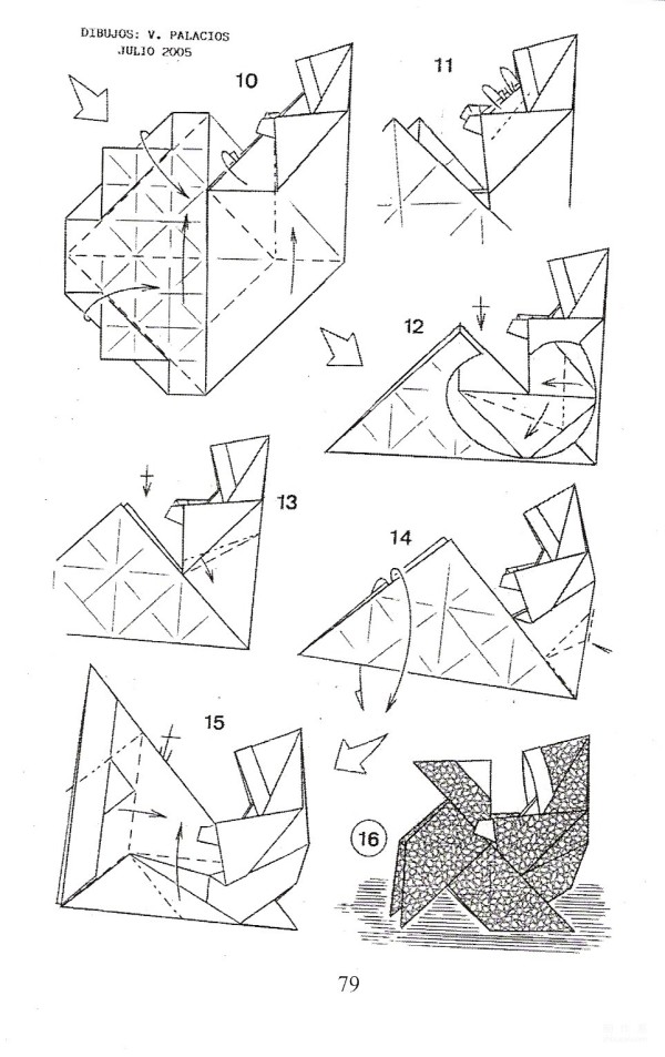 Origami handmade tutorial, Luis Fernandez handmade origami drawing tutorial of Santa Claus riding a Spanish bird