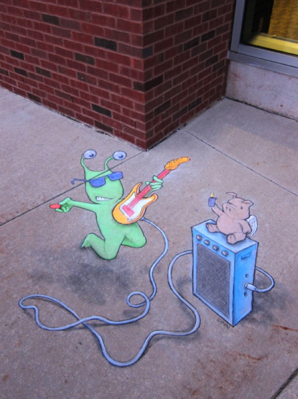 Creative 3D colorful chalk drawing