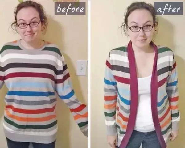 DIY Illustrated Tutorial on Cutting Old Sweaters into Cardigans