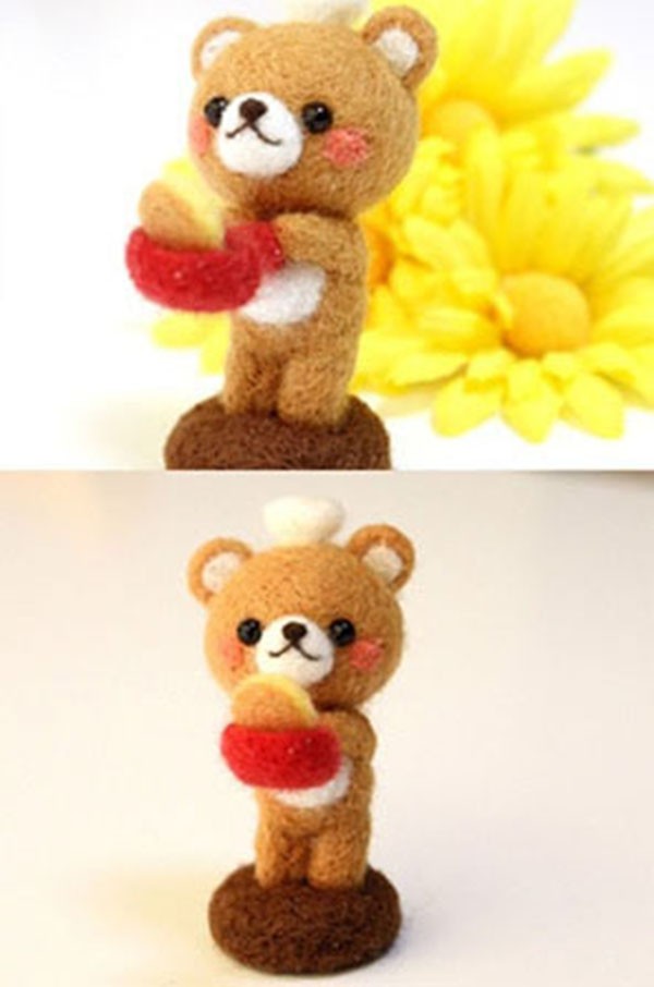 Appreciation of DIY Greedy Bear Pancake Doll made from wool felt