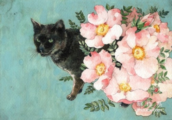 Midori Yamada: Flowers and Cats on Watercolor Paper