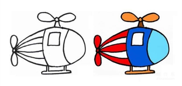 Learn to draw simple drawings, color simple drawings of helicopters