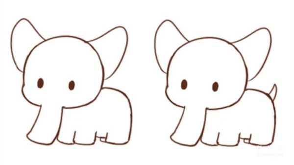 Learn to draw simple strokes, cute little elephant spraying water