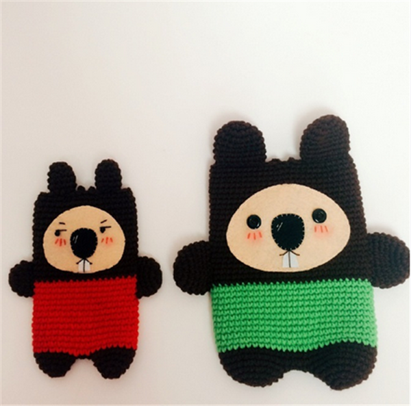 Two cute handmade crochet DIY small animal phone cases