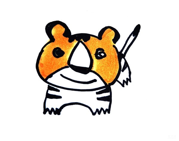 Learn to draw simple drawings, little tiger wearing a crown