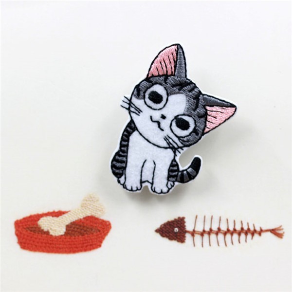 Featured hand embroidery DIY sweet private cat featured cheese cat cloth patch