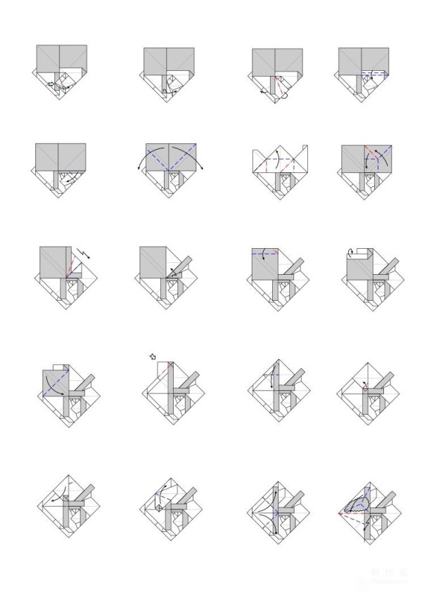 Fu, creative origami method of Chinese character Fu origami illustration tutorial