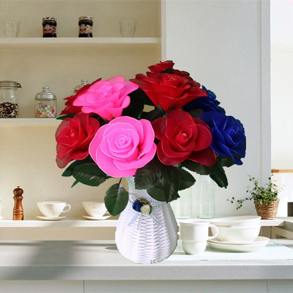 Appreciation of handmade DIY blooming seductive silk screen rose bouquet products