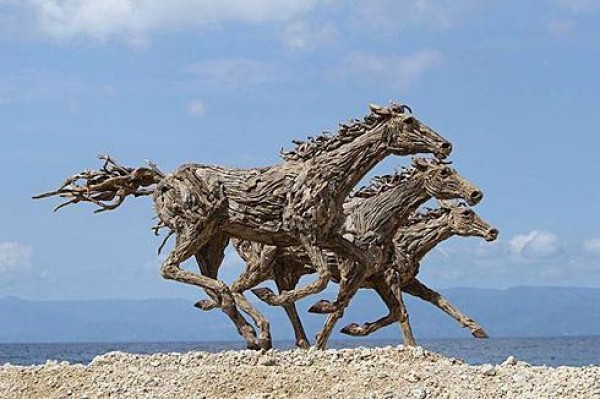 Trojan horse made of wooden strips