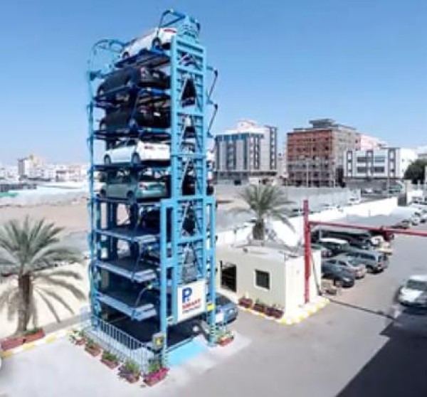 Germanys large rotating parking rack can park 15 cars in two spaces