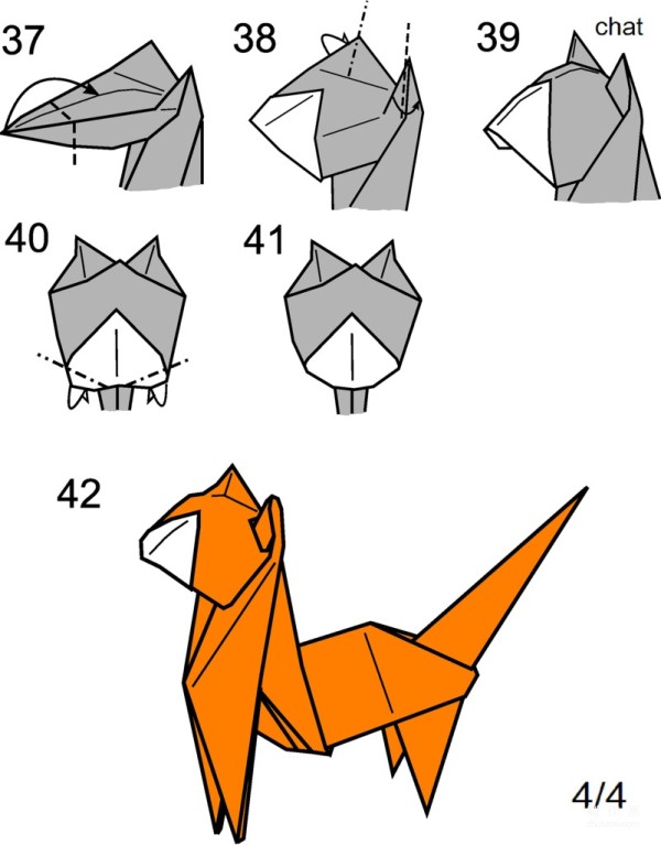 Paper craft hand-making tutorial, Tesuya Gotani animal origami cat hand-made origami drawing tutorial