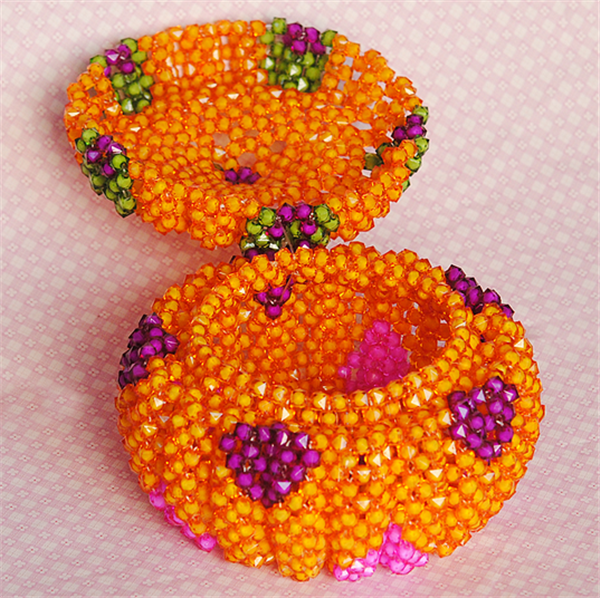 Creative DIY handicraft beaded pumpkin box fruit plate storage box