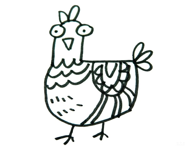 Learn to draw simple strokes, tutorial on how to draw a little rooster