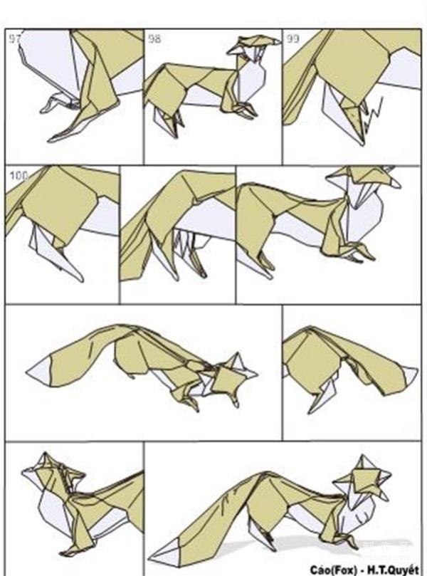 Realistic Fox Complex Origami Handmade DIY Illustrated Tutorial