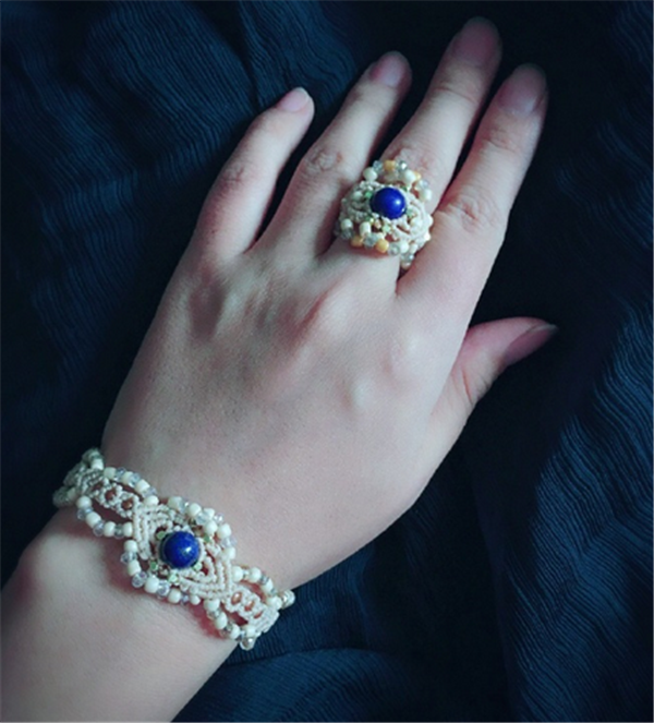 Weaving handmade DIY noble and elegant sapphire bracelet ring