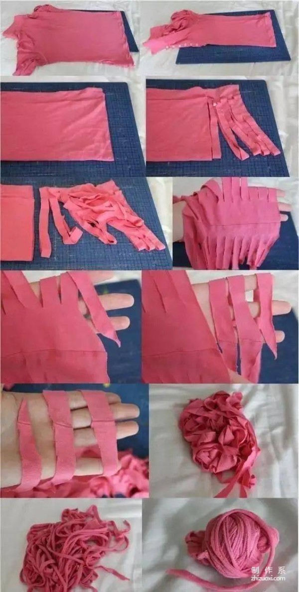 Cut old clothes into strips and sew them with needle and thread, and they still look so good.