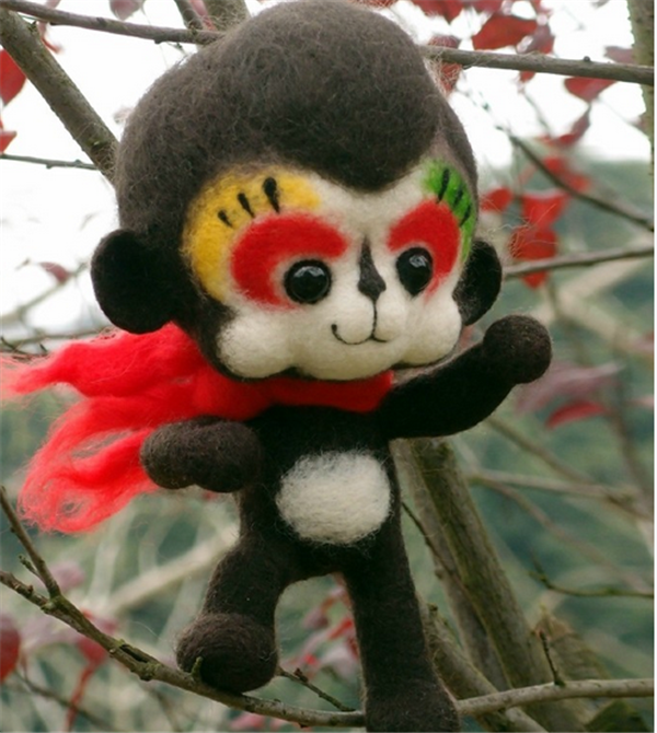 Cute little monkey creative works made of handmade wool felt