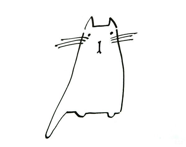 Learn to draw simple strokes, long-haired kitten