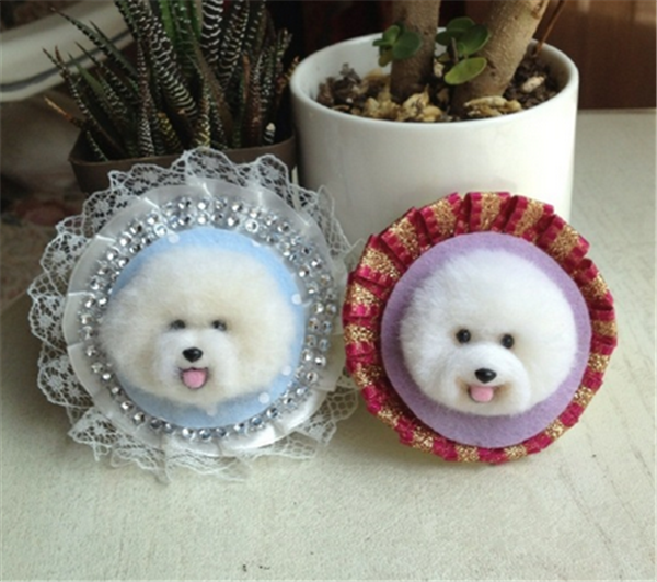 Wool felt DIY production of cute and cute Bichon Frize with slightly curly hair and cute Bichon Frize by washing, cutting and blowing