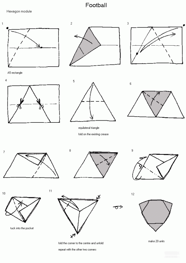 Paper art hand-making tutorial, combined origami plug-in football hand-made origami drawing tutorial