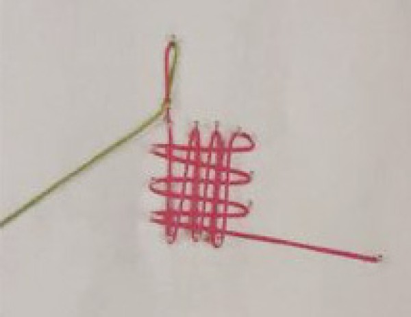 Illustration of three-turn long knot knitting method