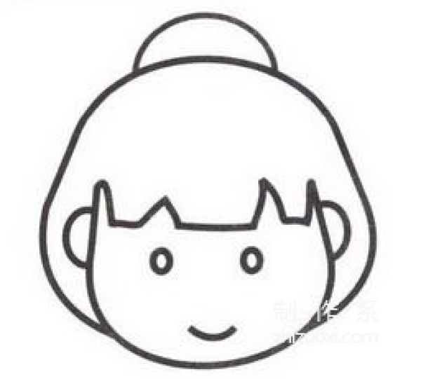 Learn to draw simple strokes, a little girl with a round head