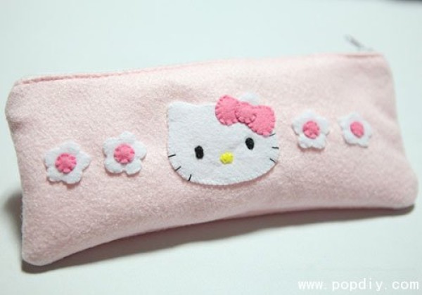 Fabric DIY creative handmade cute hello kitty pencil case