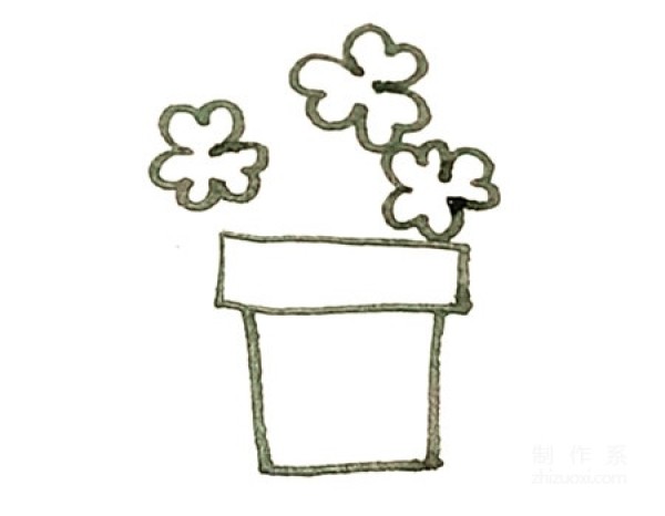 Learn to draw simple drawings, clover potted plants