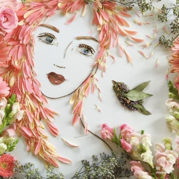 Artist Vicki Rawlins creates portraits using branches and flowers