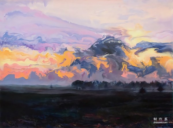 Exquisite painting of seven-color sky