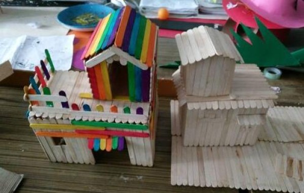 Steps to make an ice cream stick handmade house Creative Crafts