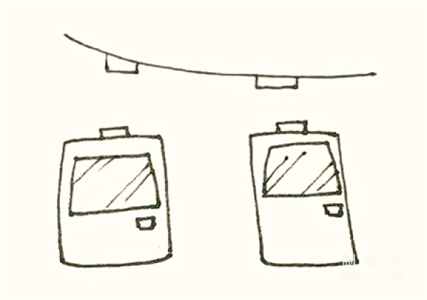 Learn to draw simple drawings, simple drawings of cable cars