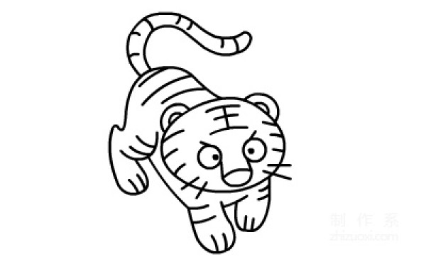 Learn to draw simple strokes, black and white little tiger