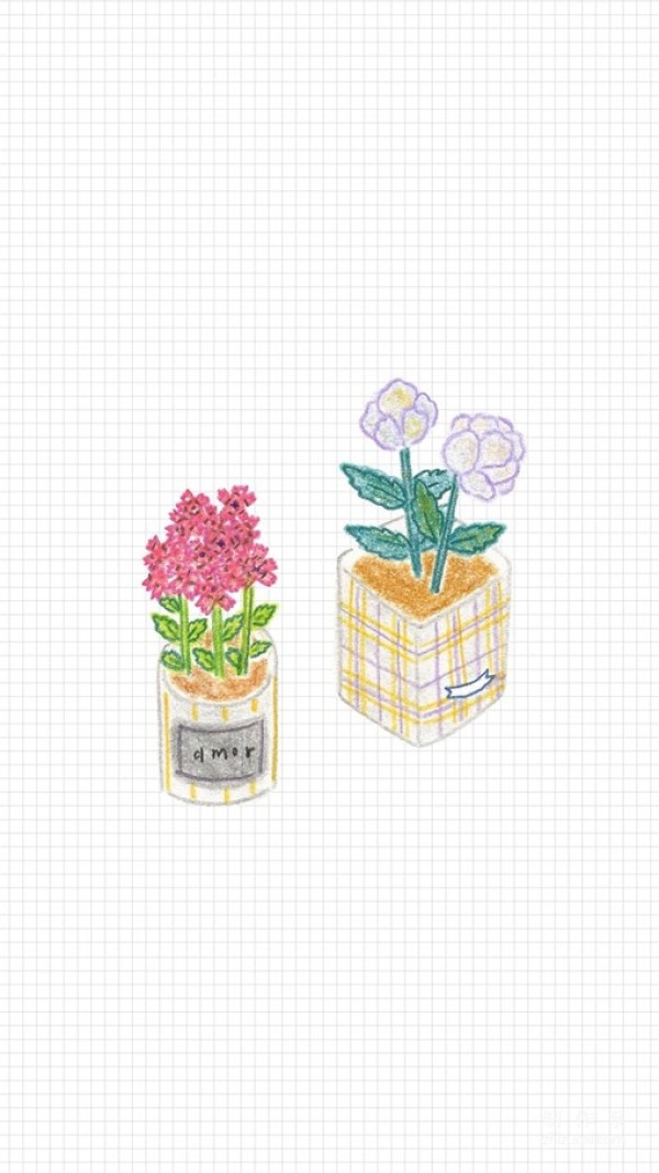 Flowers and grass small illustration simple drawing picture steps