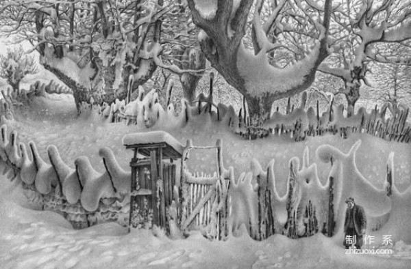 He has been drawing snow with pencil for 61 years, making the snow come alive