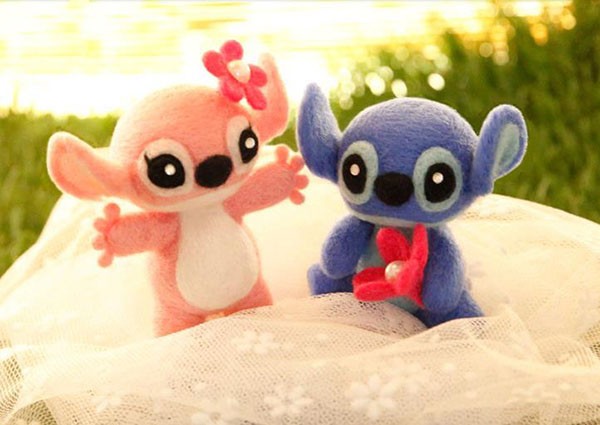 Wool felt handmade DIY Stitch dolls for the cute sister and the handsome brother