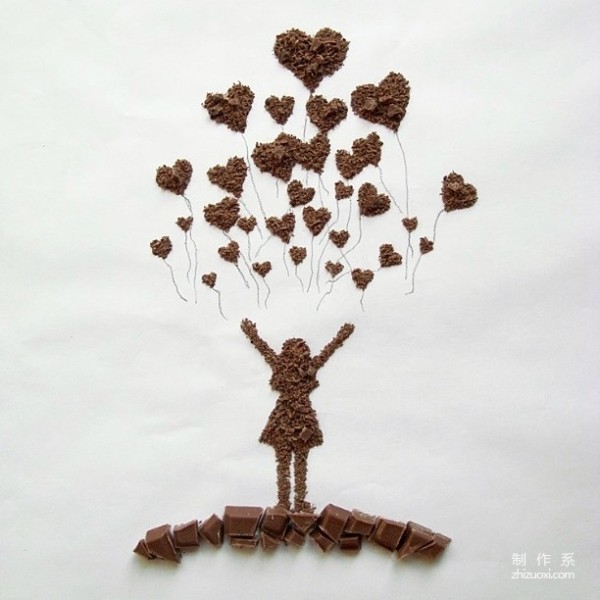 Sweet and delicious, creative painting finished with chocolate