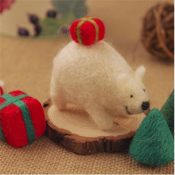 Cute DIY polar bear made from handmade wool felt