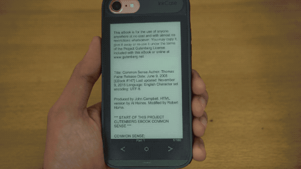 A mobile phone case that allows the iPhone to have two screens, one of which is a kindle!