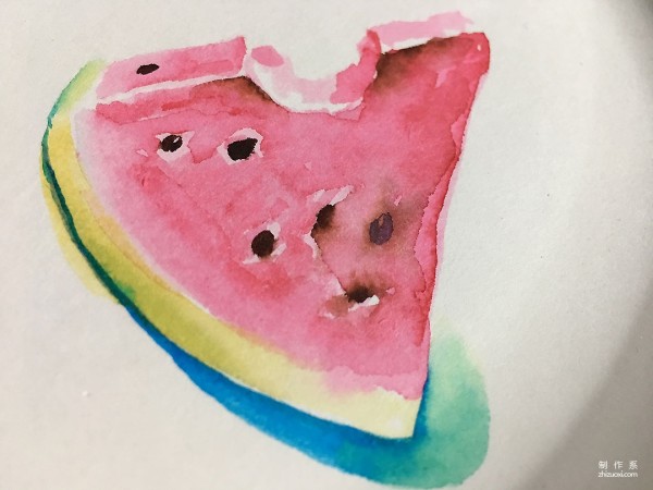 Children learn to draw, simple and practical hand-painted paper plate drawing method of watermelon