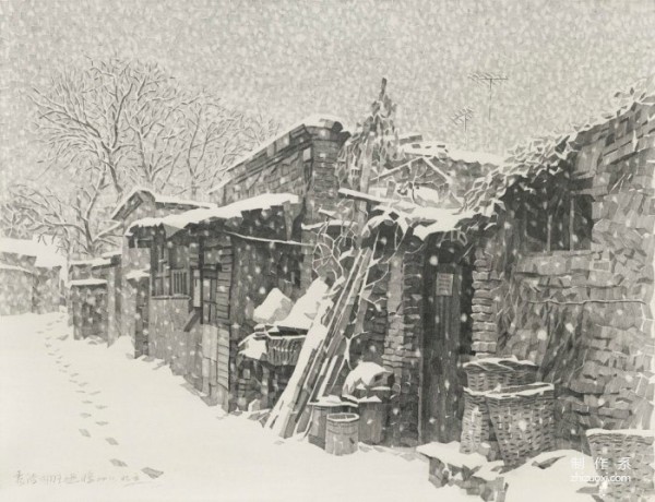 Use strokes to preserve the winter days of old Beijing hutongs. Author: Kuang Han