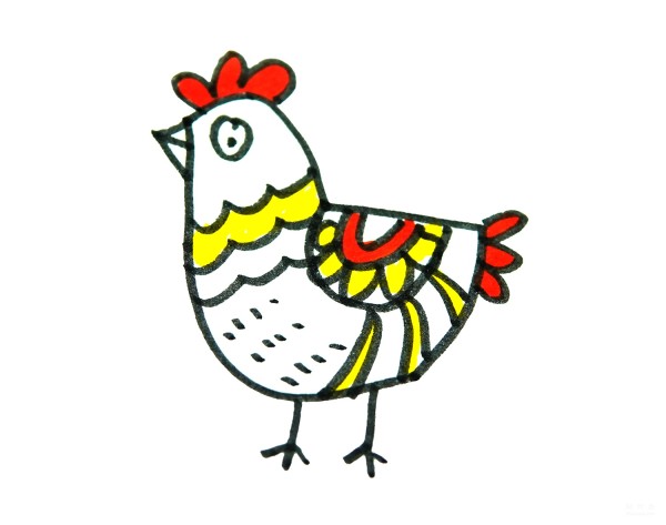 Learn to draw simple drawings, little rooster