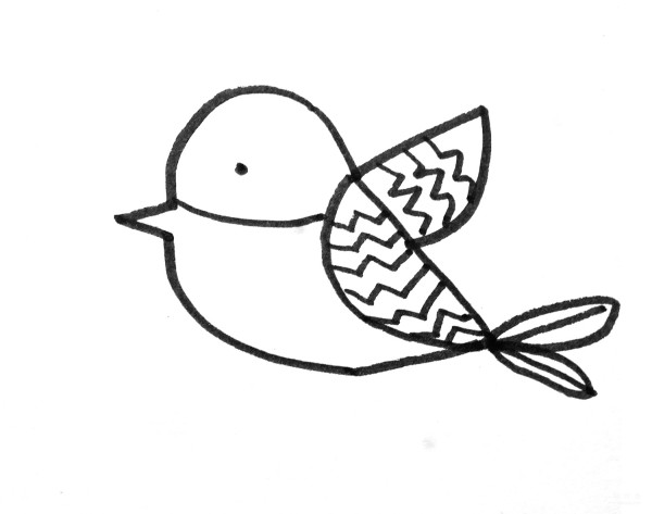 Learn to draw simple drawings, fluttering birds