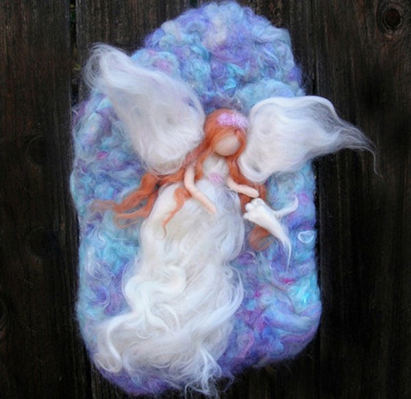 Appreciation of wool felt handmade DIY flying white angel products