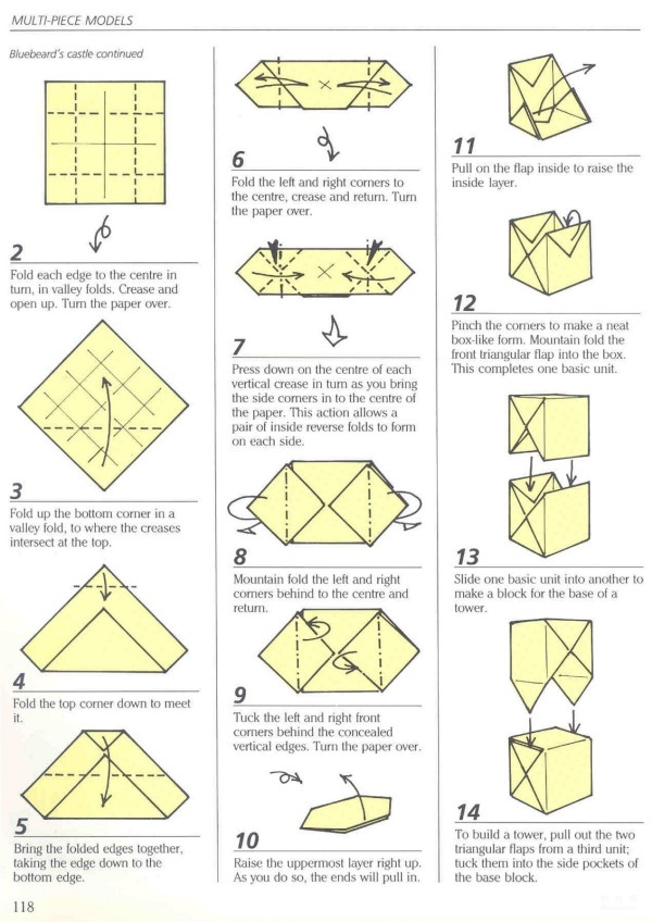 Paper art hand-making tutorial, creative combination origami Bluebeards Castle hand-made origami drawing tutorial