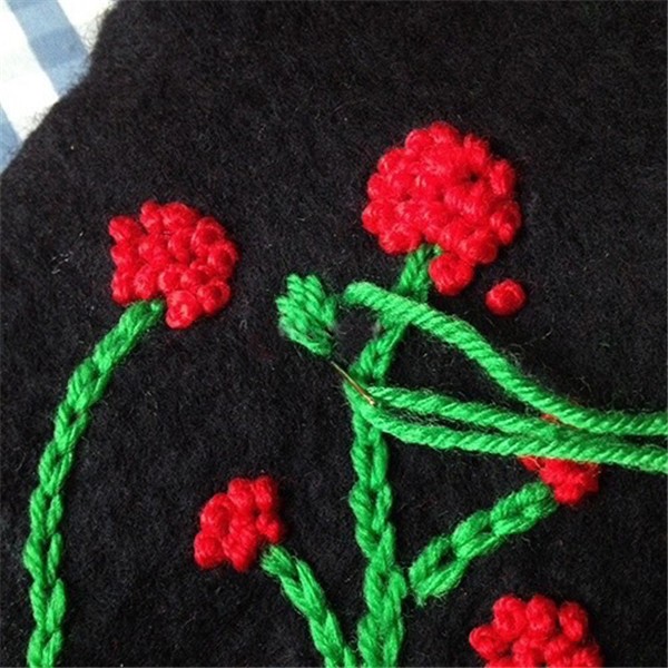 Noble and elegant black hand-embroidered DIY flower bag