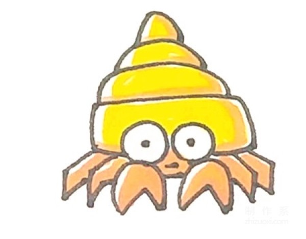 Learn to draw simple drawings, cartoon hermit crabs