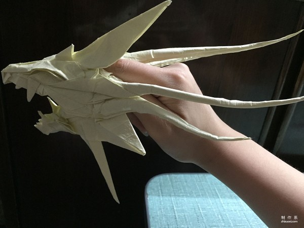 Paper art handmade origami art, qqpika original real-shot super handsome giant dragon head [bone] handmade origami real-shot tutorial