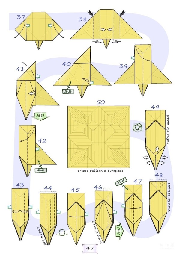 Handmade origami art, Yasushi MIyashita Insect Spider Handmade origami illustrated tutorial