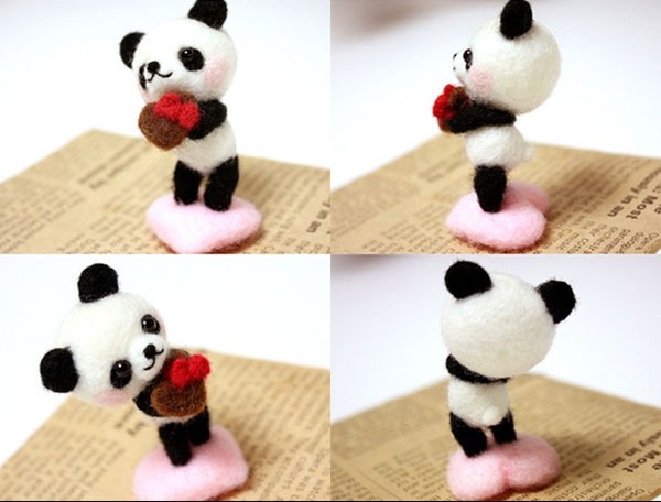 DIY handmade wool felt cute panda expression packs for festivals, birthdays and lucky days